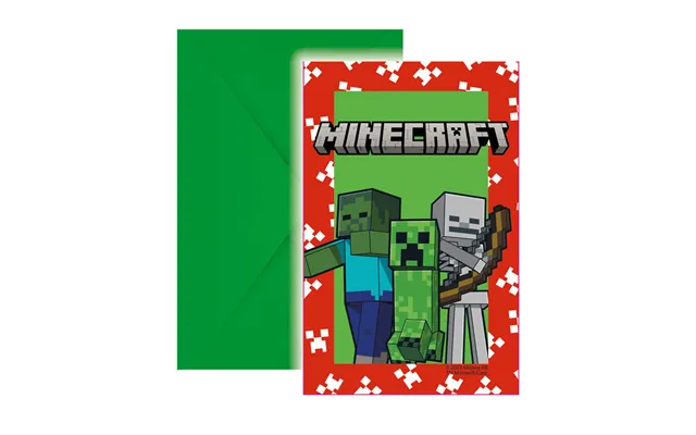 Minecraft Indbydelser - 6 Stk.