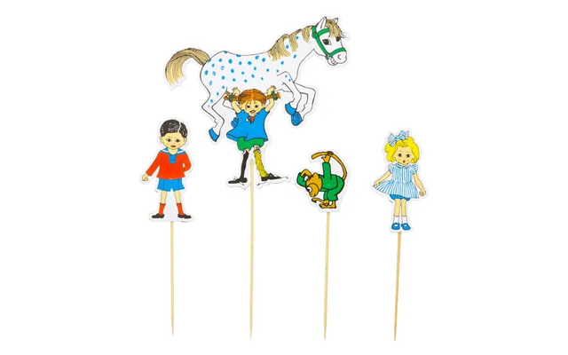 Pippi Langstrømpe Kage Dekopinde 4 Stk.