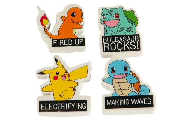 Pokemon Viskelæder 4 Stk.