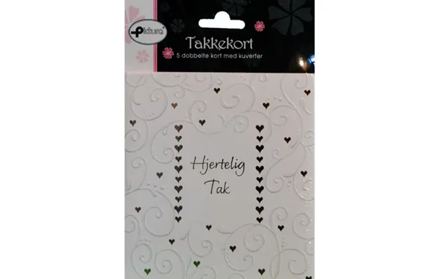 Takkekort Bryllup Med Små Hjerter 5 Stk.