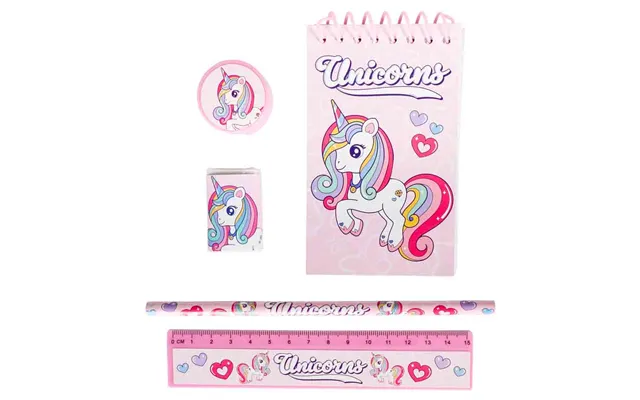 Unicorn Skrivesæt Med 5 Dele