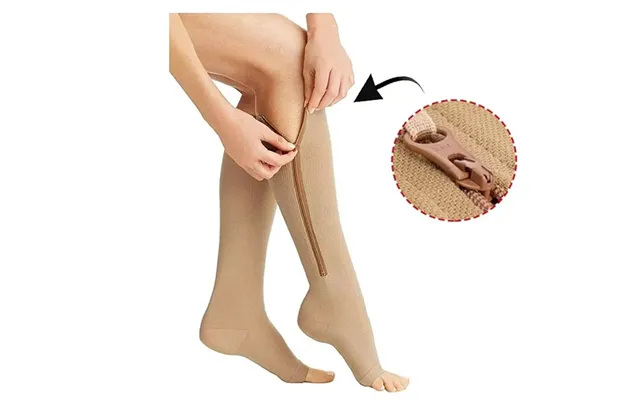 Støttestrømper Lynlås Beige