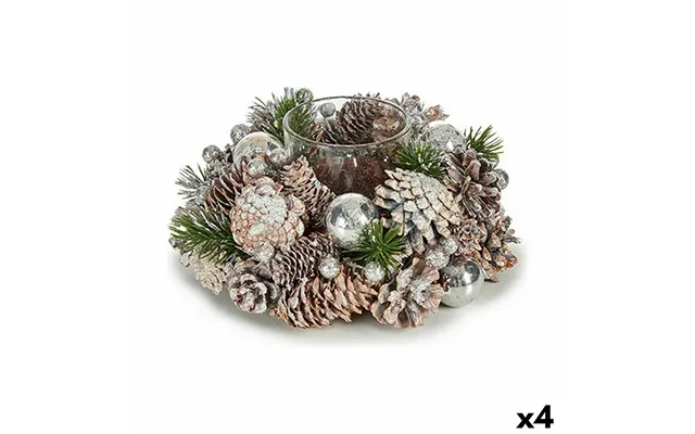Julelys Holder Krist Hvid Gennemsigtig Sølvfarvet 19 X 9 X 19 Cm 4 Enheder