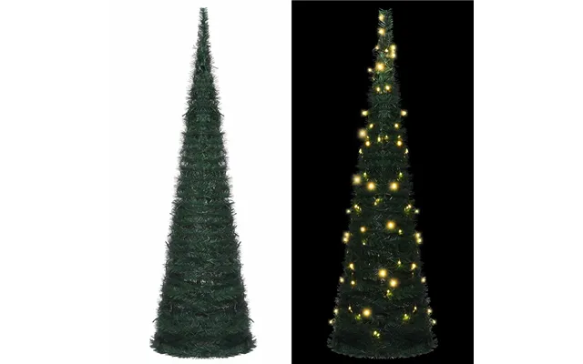 Juletræ With Led String Lights Grøn 150 X 150 Cm Pvc