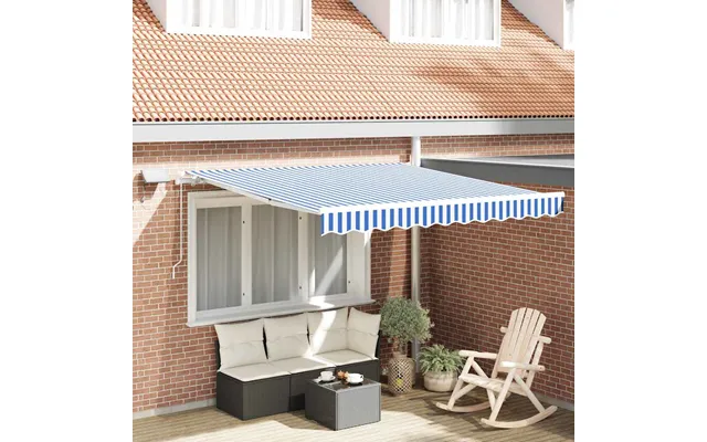 Utrækkelig Markise Blå Og Hvid 350 X 250 Cm