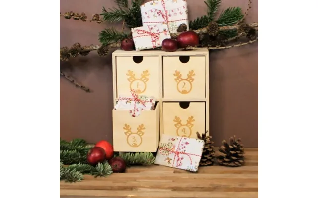 Adventskalender Med Rudolf 4 Skuffer