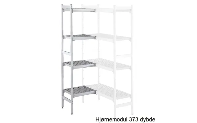 Alu. Hjørne Reol M Plasthylder 373mm - 373x2196mm
