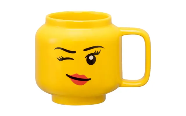 Room Copenhagen Lego Ceramic Mug Winking Girl, Small Yellow Kop - Geekd