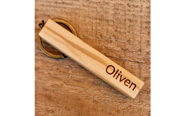 Personlig Nøglering I Træ Med Valgfri Tekst Oliven