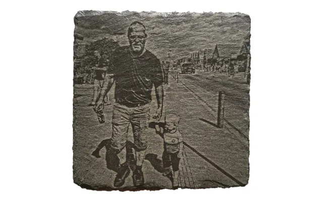 Skiferplade Med Billede Gravering 10x10 Cm