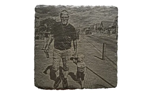 Skiferplade Med Billede Gravering 20x20 Cm