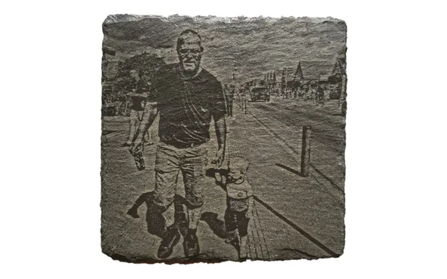 Skiferplade Med Billede Gravering 20x20 Cm