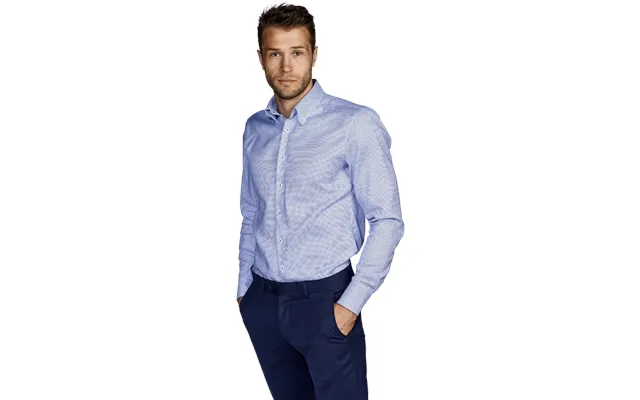 Luxemborg Button Down Skjorte Normal Blue