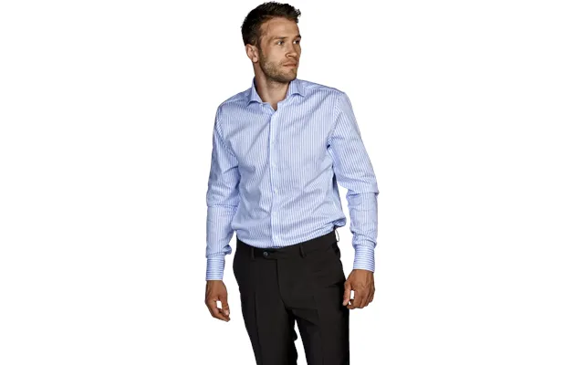 Paris Stribet Skjorte Slim Light Blue