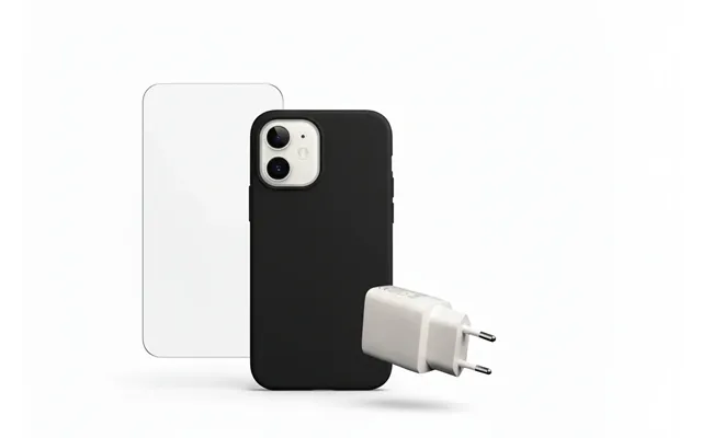 Apple Iphone 16 Beskyttelsesbundle Skærmbeskyttelse - Magsafe Cover & 20w Oplader Sort