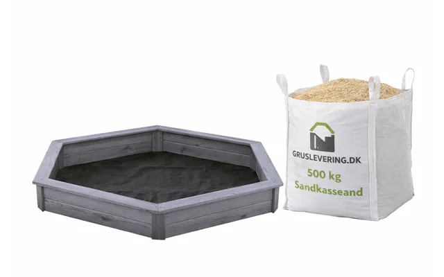 6-kantet Sandkasse Grå Inkl. 500kg Sand