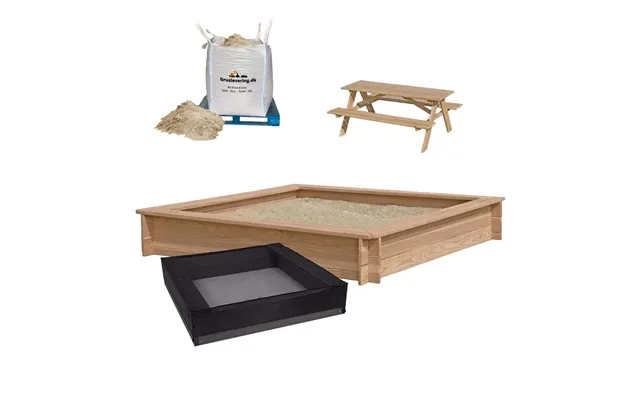 Sandkasse Pakke 150x150cm I Lærk - 500kg Sand
