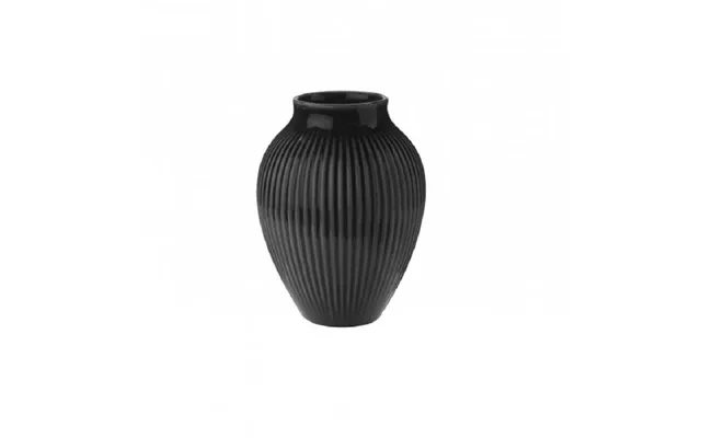 Knabstrup Vase Med Riller 12,5 Cm Sort