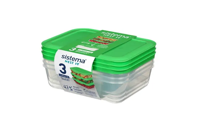 Sistema Nest It Meal Prep 3pack 1l Grøn