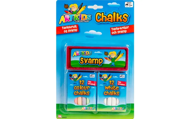 Artkids - 24 Tavlekridt Og 1 Svamp