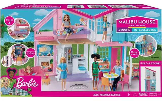 Barbie Dukkehus - Malibu Hus Legesæt Med Tilbehør