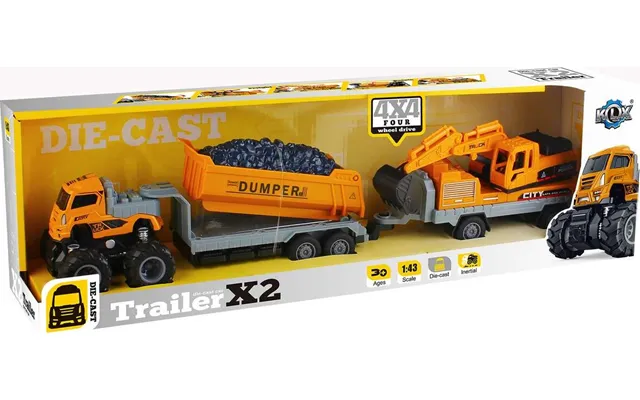 Die-cast Dumper W Hangers, Excavator & Friction - Klx Toys