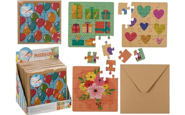 Fødselsdagskort Puslespil Inkl. Kuvert - Assorteret