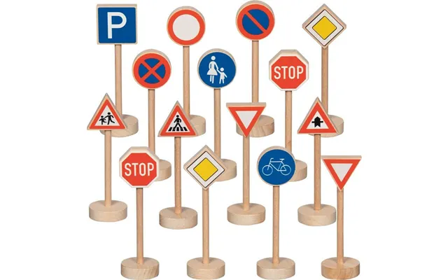Goki - Små Trafikskilte I Træ Til Børn