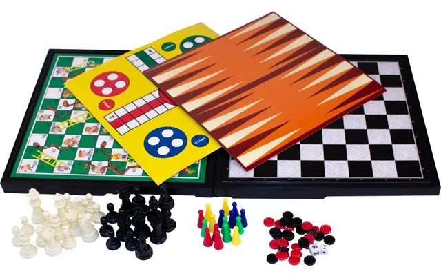 Magni - 5-i-1 Rejsespil Med Skak, Ludo Og Mølle