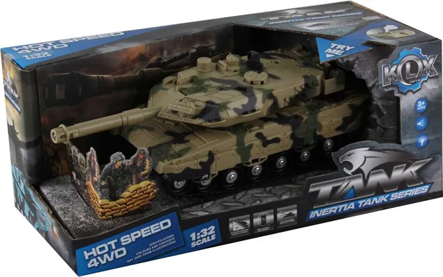 Military Tank W Friction, Light, Sound & Try-me - Klx Toys