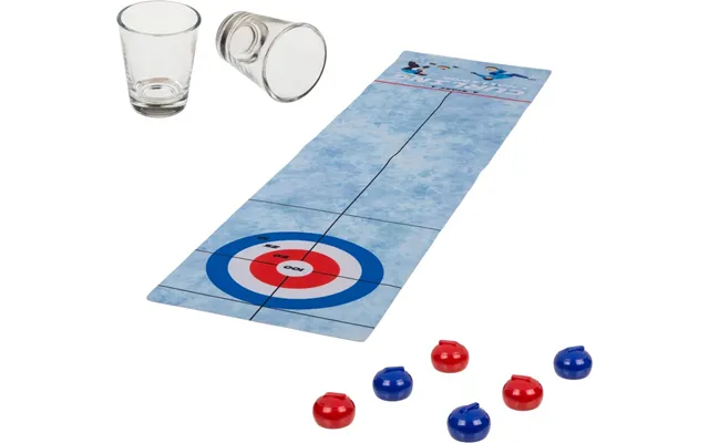 Mini Curling Spil Til Bord - Inkl. 2 Drikkeglas