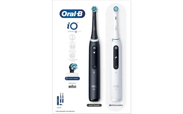 Oral-b - Io5 Duo Pakke Sort Ucb & Hvid Sc Elektriske Tandbørster