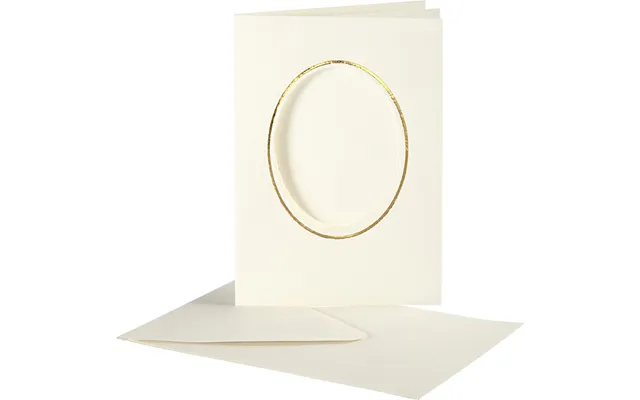Passepartoutkort Med Kuvert - Oval Med Guldkant
