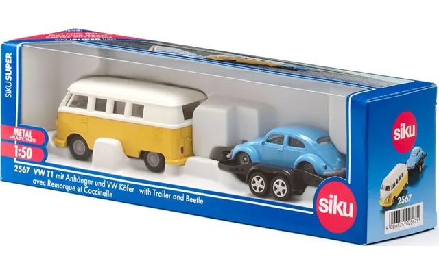 Siku 2567 - Vw T1 Legetøjsbil Med Trailer & Vw Beetle
