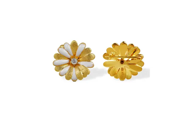 Blossom - Daysey Marguerit Broche I Forgyldt Med Emalje Og Zirkonia