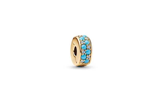 Pandora - Akvamarinblåt Klemmeled Charm I Forgyldt
