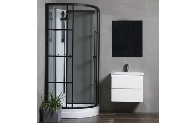 Brusekabine Bathlife Betrakta 80x80 Sort Hvid Klart Glas