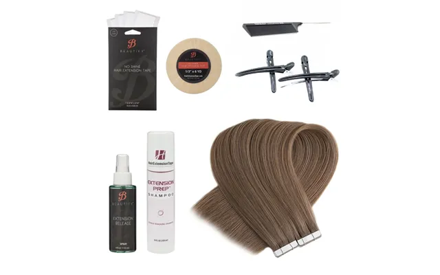 Startkit Til Tape Extensions - Sort 1 Original Hår 47 Cm 100 Gram
