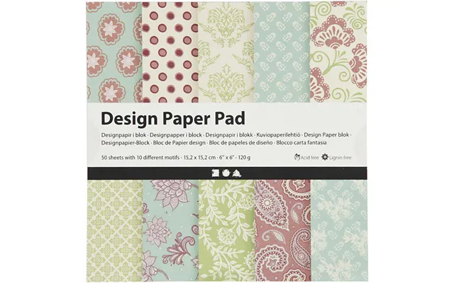 Designpapir I Blok 15,2x15,2cm Lilla Mintgrøn.50 Ark