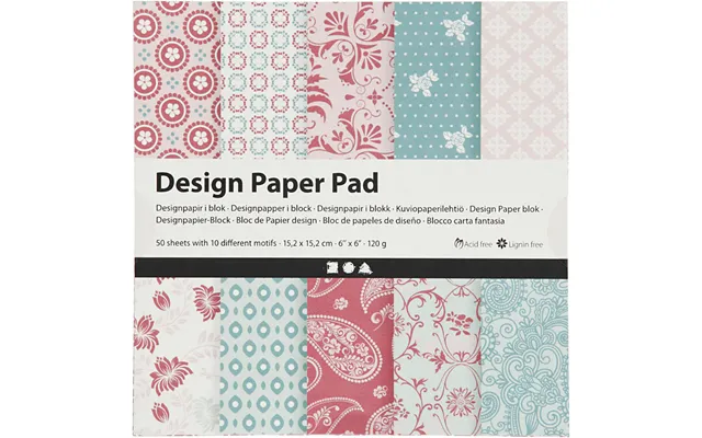 Designpapir I Blok 15,2x15,2cm Rosa.50 Ark