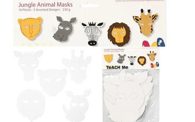 Junglemasker. 5 Design. 16 Stk