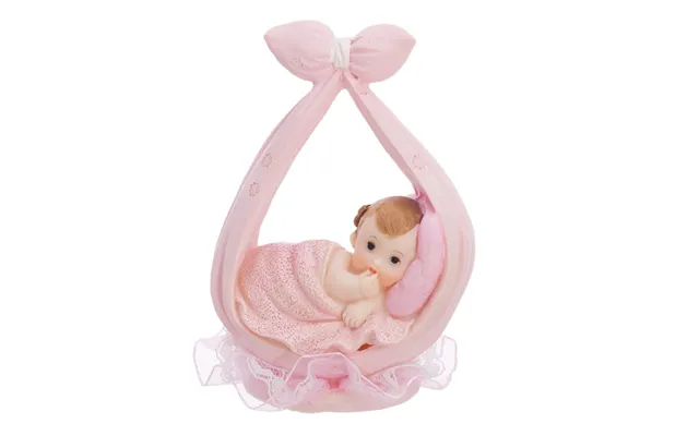 Kagedekoration Dåb Baby - Lyserød.11 Cm