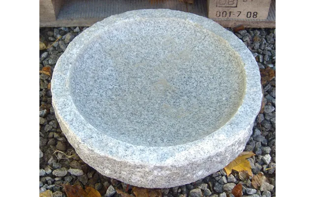 Granitfuglebad Ø50 Cm I Granitsten - Lysegrå Rundt Fuglebad I Granit