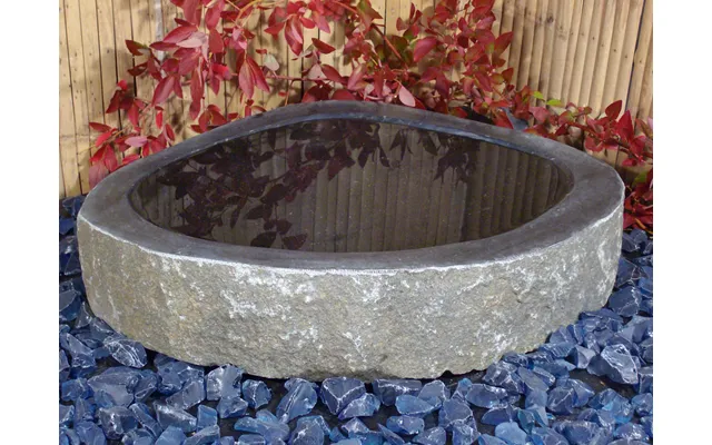 Ovalt Sort Fuglebad I Granit - Rundt Granitfuglebad I Granitsten