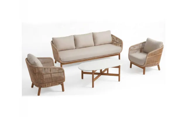 Helena 3 Pers. Sofasæt M Olivia Sofabord 60x120 Cm - Mørkolieret