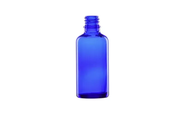 Blå Glasflaske 50 Ml Din18 - Højde 9,2 Cm, Dia 3,7 Cm, Flaskehals 10,8 Mm