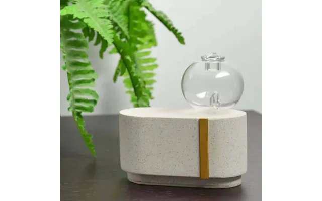 Forstøver Diffuser Cement Og Håndlavet Glaskuppel Med Led-lys, Usb, Kompakt, Inkl
