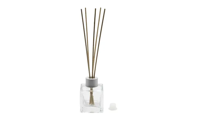 Glas Diffuserflaske 40 Ml Med Træpinde, Firkantet Design, Sølvfarvet Skruelåg - Hedenhus