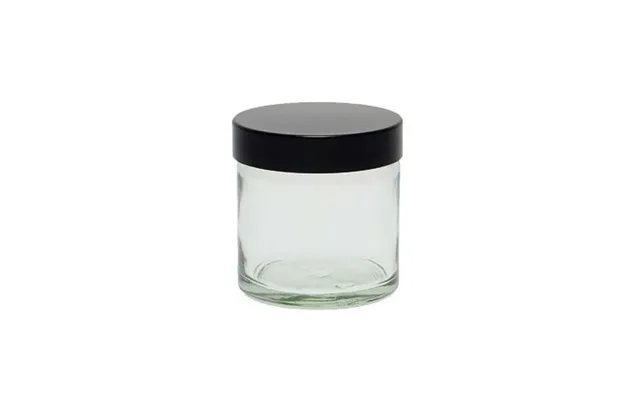 Glasbøtte 60 Ml Klar Med Sort Skruelåg Og Tætningspude - Højde 55 Mm, Diameter 51 Mm