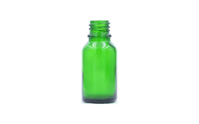 Glasflaske 15 Ml Grøn Din18 - Til Æteriske Olier, Flydende Væsker, 6,5 Cm Høj, 2,9 Cm Diameter